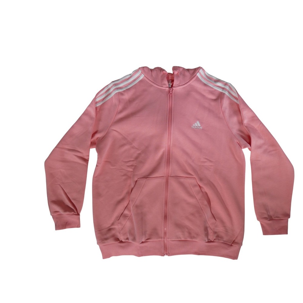 Adidas Women's Track Top JF6479 Full Zip Hoodie, Semi Pink Spark, 1X – Plus Size - Picture 3 of 8